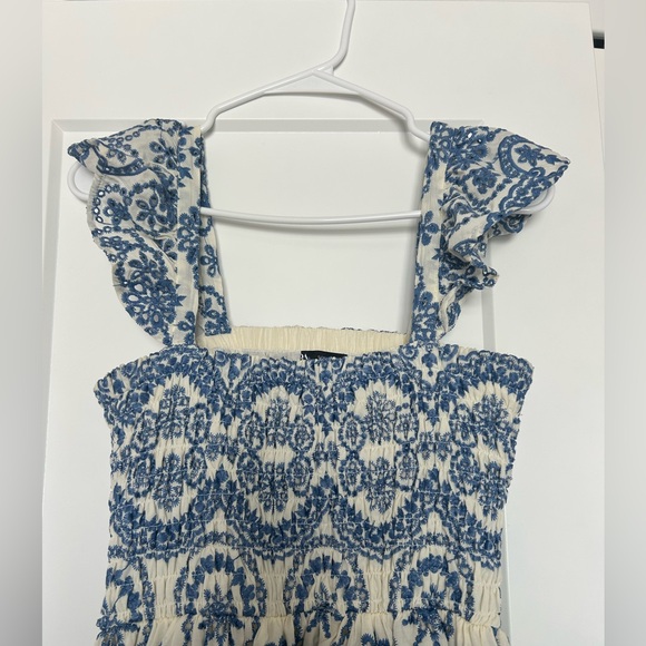 Zara ruffle sleeve embroidered maxi dress - Picture 3 of 7